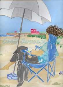 Manon à la plage aquarelle030